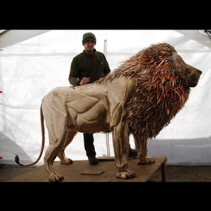 Made to Order Outdoor Large Customized Life-Size Direct Bronze Lion Sculpture by Jacob Novinger