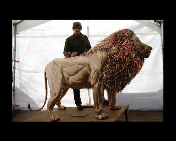 Made to Order Outdoor Large Customized Life-Size Direct Bronze Lion Sculpture by Jacob Novinger