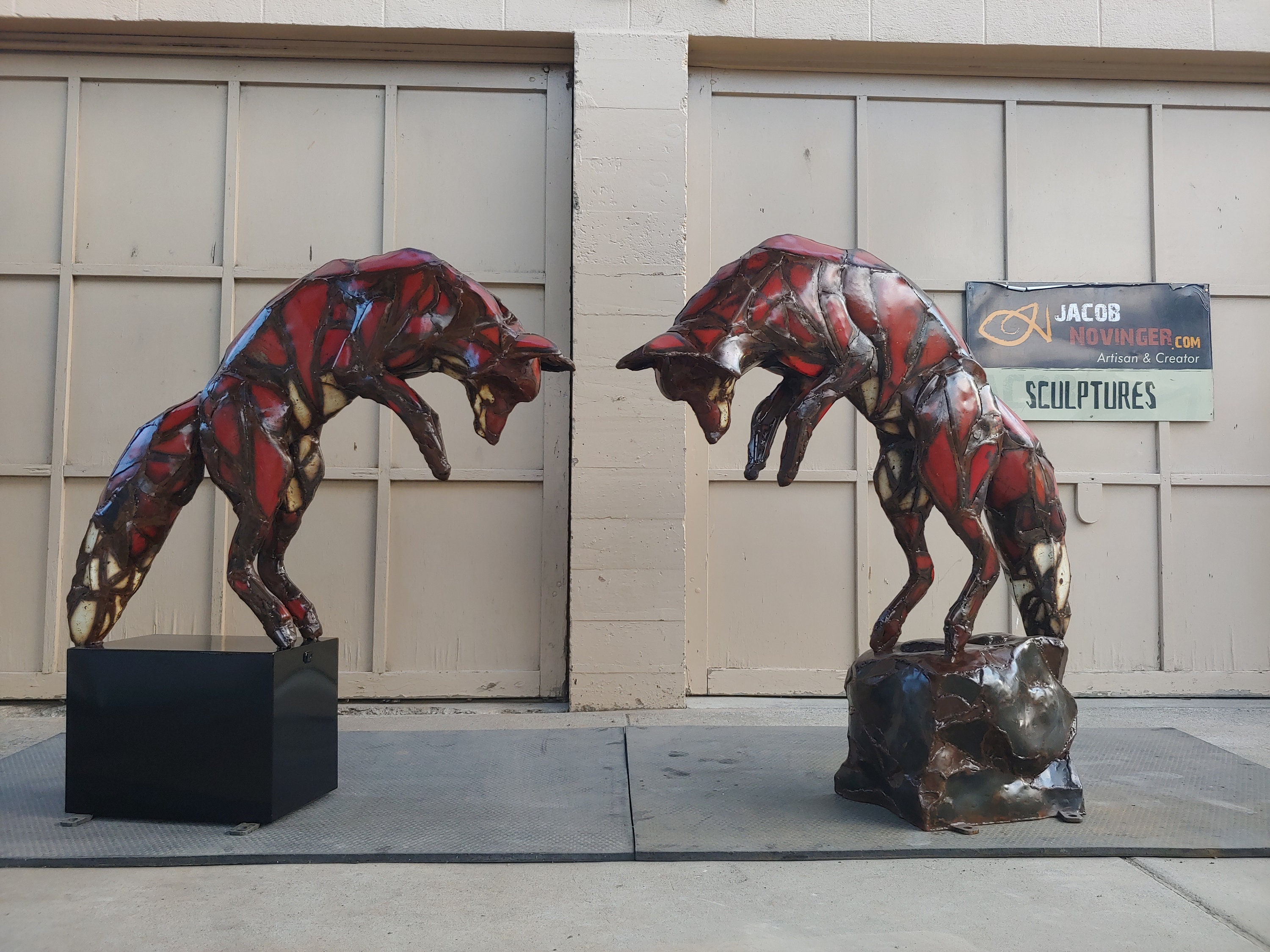 Made to Order Large Found Object Outdoor Custom Metal Fox Sculpture by ...