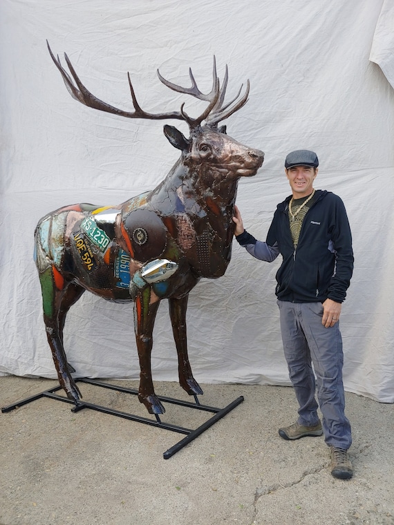 Custom Made to Order Reclaimed Metal Elk Sculpture by Jacob Novinger