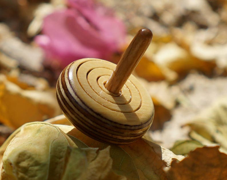 Wooden Spin Top Spinning Top Spiral Handmade Medium Wooden Etsy