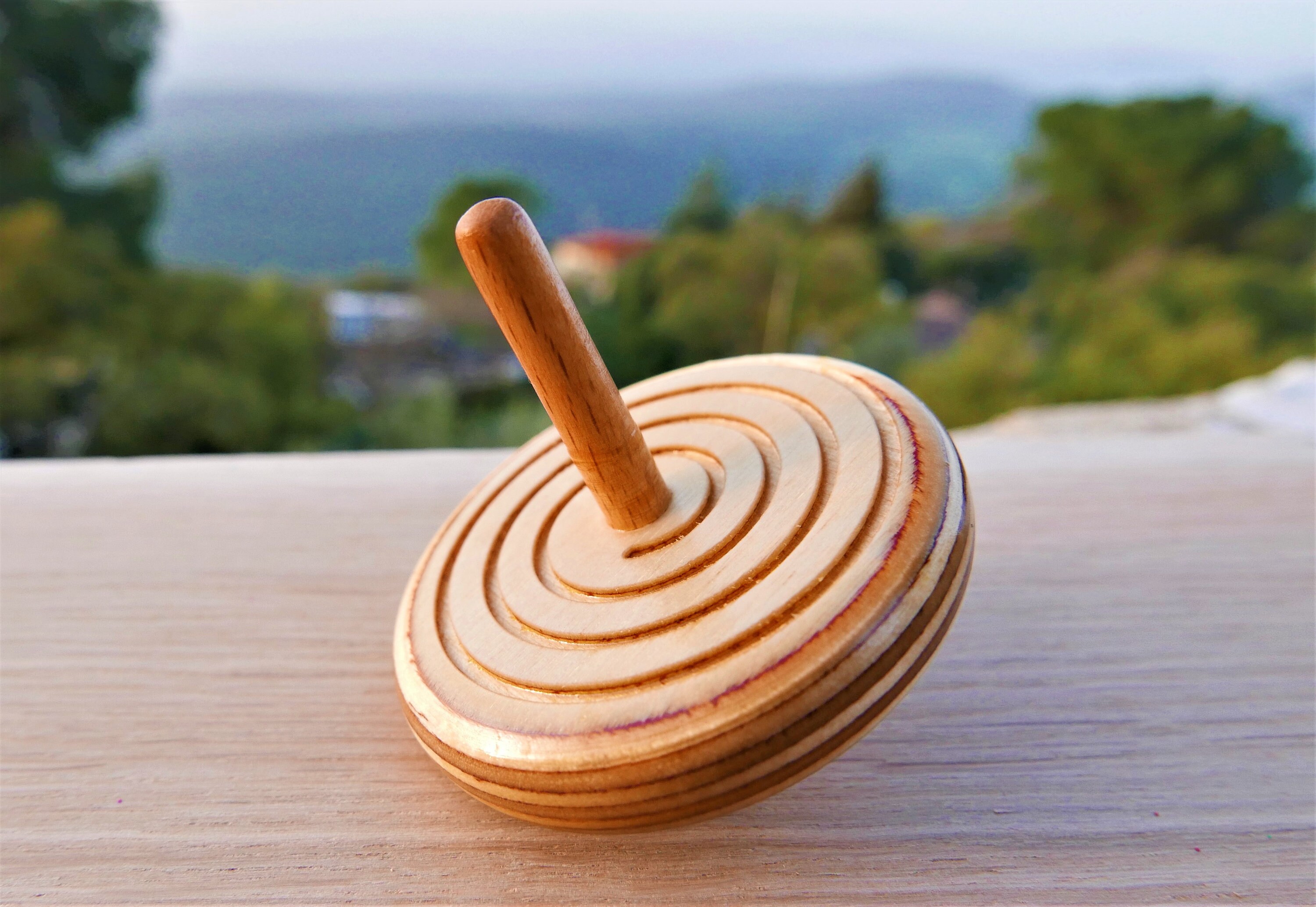 Wooden spin top Spinning top Spiral in wood Large Hand Made Etsy