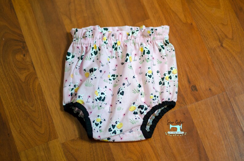 Cow print High Waisted Pink Bloomer Sew Cute Custom Threads Cow Blommer Diaper Cover Bummies