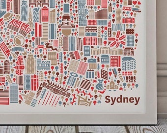 Affiche de Sydney Carte illustré