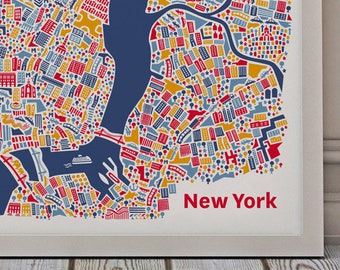 Affiche de New York Carte illustré