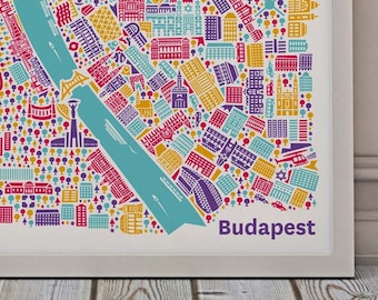 Affiche de Prague Carte illustré