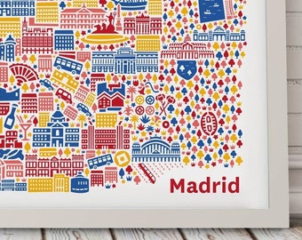 Affiche de Madrid Carte illustré