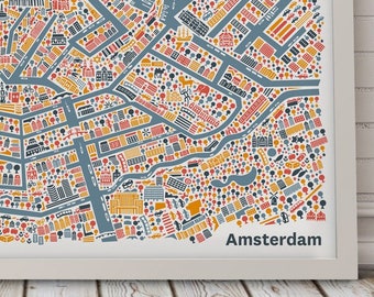 Affiche de Amsterdam Carte illustré