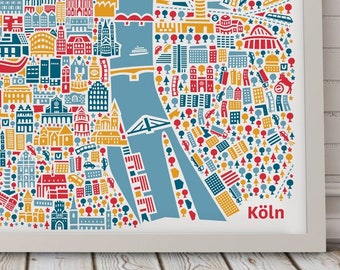 Affiche de Cologne Carte illustré