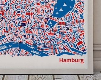 Affiche de Hambourg Carte illustré