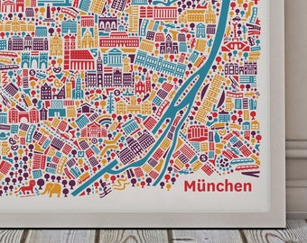 Affiche de Munich Carte illustré