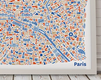 Affiche de Paris Carte illustré