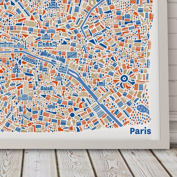 Affiche de Paris Carte illustré
