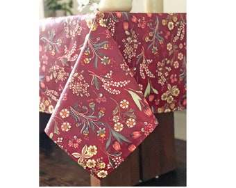 Stain Proof Wipe Clean Coated Tablecloth Carole Cherry Red - Round Square Rectangle or Oval-  Extra wide up to 115" & Umbrella Hol