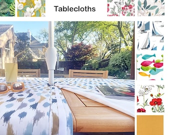 Outdoor Umbrella Coated French Tablecloth Round Square Rectangle Oval - 85 color options - Stain  and Water Resistant Table Cloth -