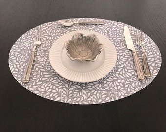 Indoor-Outdoor Provence Easy Care Coated Laminated Wedge Placemats Poppies and Lavender in Gold Placemat for Round Tables