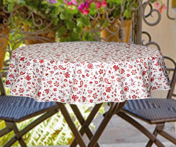 Round Bistro Provencal Tablecloth French Cotton Coated Round Bistro Provencal Tablecloth, Round Bistro Tablecloth