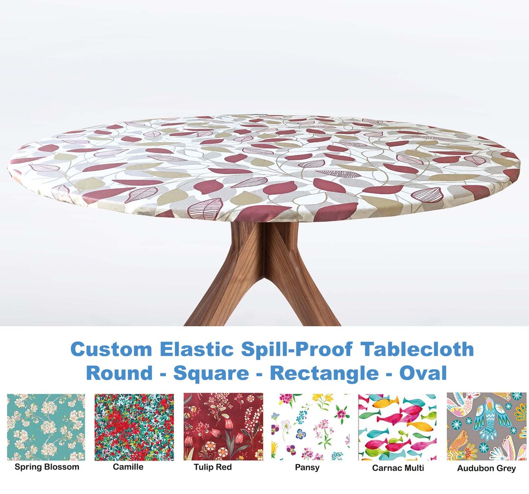 Elasticized Stainproof Tablecloth Round Square Rectangle Oval 86