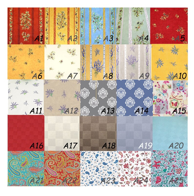 Umbrella Tablecloth Square Rectangle or Oval Outdoors Easy Clean Table Cloth Wipeable Laminated Wipe Clean French Provence TableCloth