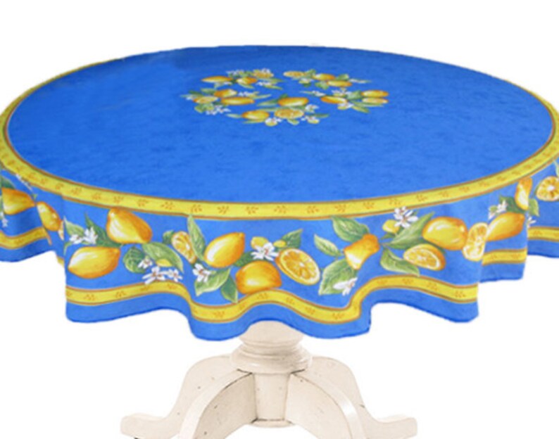70 inches Round Tablecloth Provence Oilcloth Lemons in Etsy