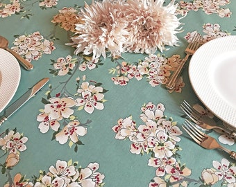 Water & Stain Resistant Tablecloth Spring Blossom - Please Choose the Shape and Size - Custom Size and Umbrella Hole available -