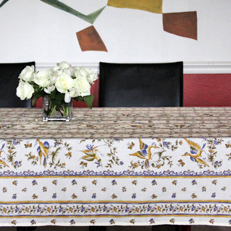 Vtg FRENCH TABLECLOTH 90s Vent Du Sud Provence