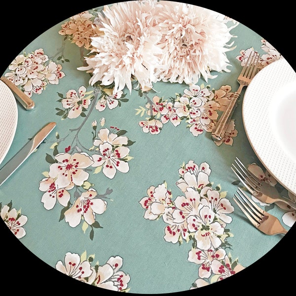 Round or Square Spill Proof Tablecloth Spring Blossom 42 - 60" or Extra Wide size up to 113" available . Umbrella Hole available