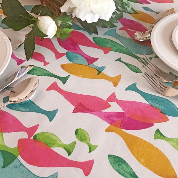 Spill Proof French Carnac Waterproof Tablecloth - Indoor Outdoor - Round Square Rectangle or oval - XXL Sizes & Umbrella Hole available