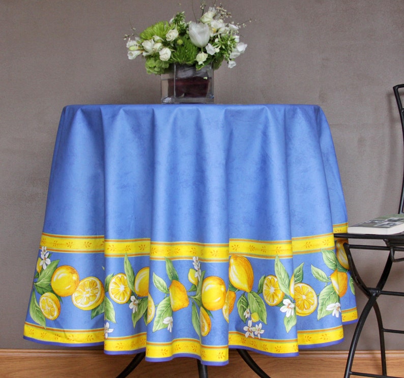 70 inches Round Tablecloth Provence Oilcloth Lemons in Etsy