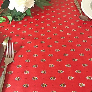 Stain Resistant Round Square Rectangle or Oval TableCloth Avignon all Over Red -Extra Wide up 115" wild available Umbrella Hole available