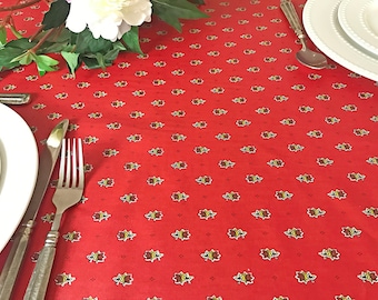 Stain Resistant Round Square Rectangle or Oval TableCloth Avignon all Over Red -Extra Wide up 115" wild available Umbrella Hole available