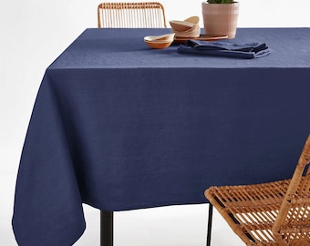 Linen Stain Proof Coated Tablecloth in Marine - Rectangle or Oval  - Wipe-Clean Tablecloth