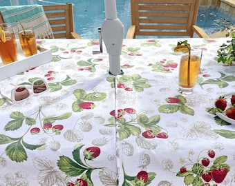 Spring Umbrella Tablecloth with Easy On and Off Fastener Option - Round Square Rectangle or Oval - 85 Fabric Options- Ready for Gifting