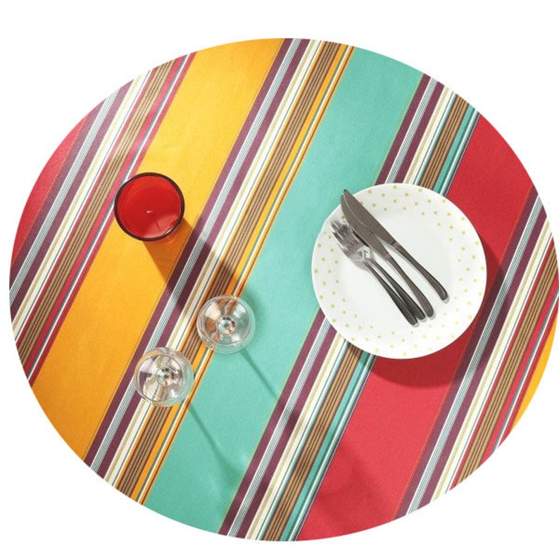 Round Tablecloth Outdoor Acrylic Coated Irun In Yellow 42 To 60 Or Custom Made Your Size Up 115 Diameter Umbrella Hole Available
