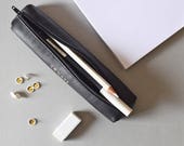 small LEATHER PENCIL CASE, made in italy. - zipper case, real leather pouch, back to school, real leather pencil case, pencil case him men