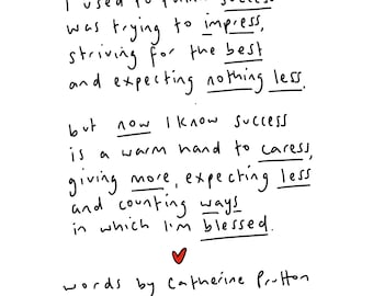 I used to think success original handwritten poem print