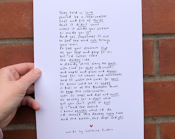 They told us love should be a roller coaster Poem Print