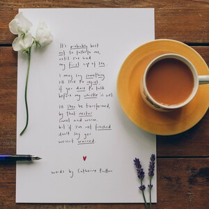 Tea. Original  A4 handwritten poem