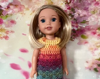 Vestido multicolor para muñecas de 14,5" como American Girl Wellie Wishers