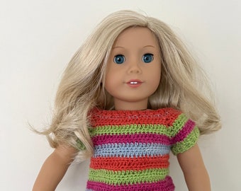 Suéter de manga curta para boneca de 18 polegadas, como a American Girl.
