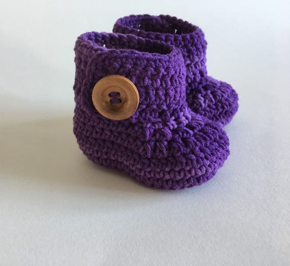 Purple baby booties baby shoes crochet 