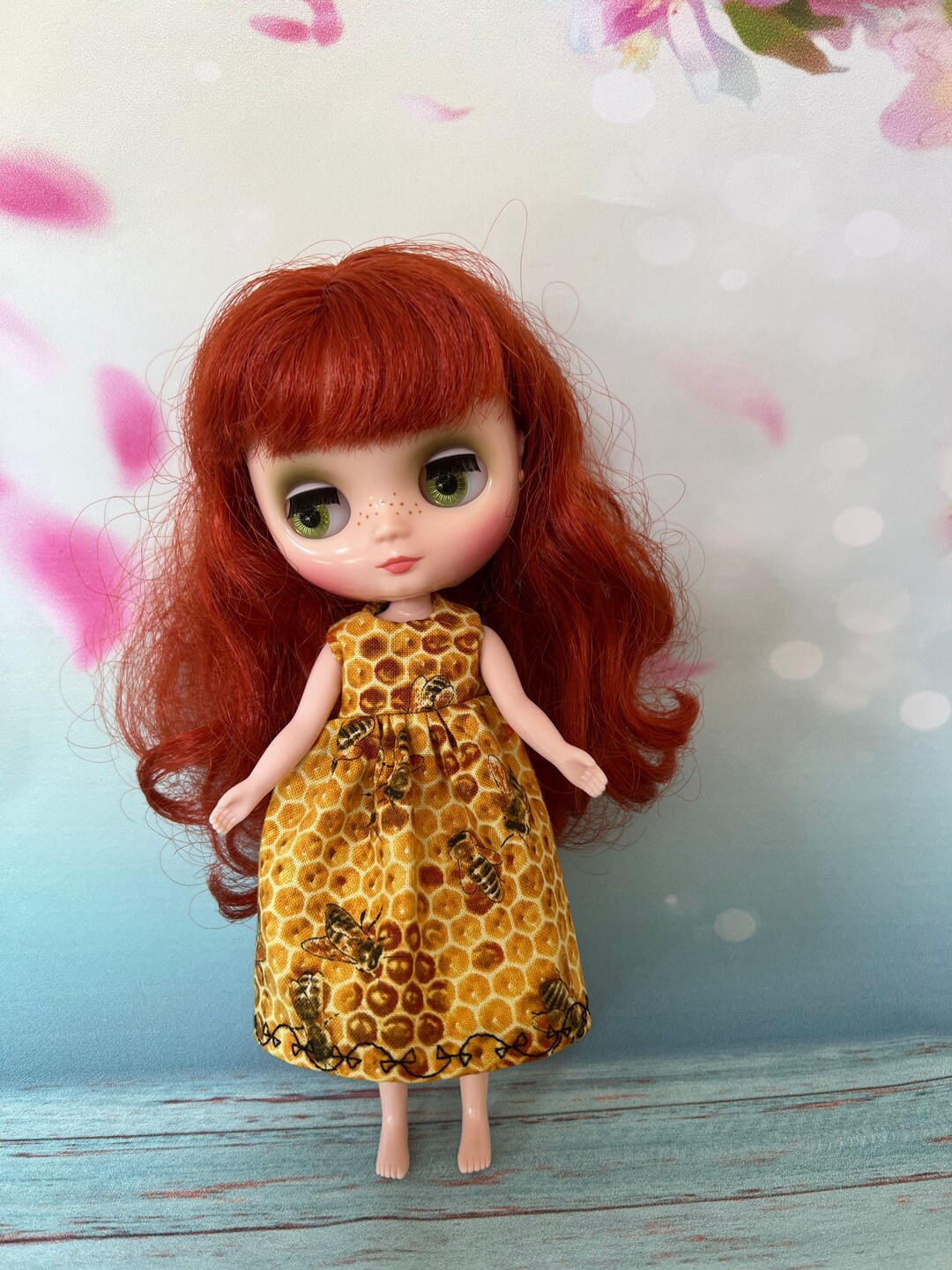 Yellow Doll Dress With Bees and on Print. to Fit Etsy