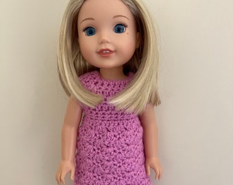 Vestido rosa malva para muñecas de 14,5" como American Girl Wellie Wishers