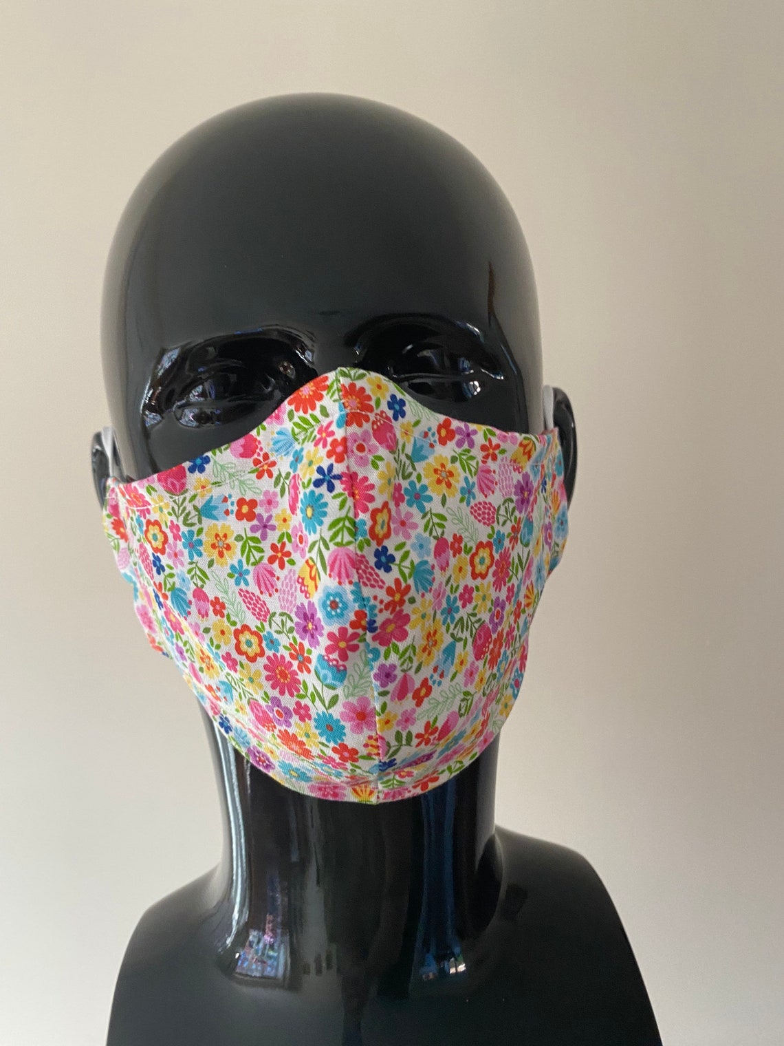 Cream face mask with lovely bright colourful flowers. Etsy
