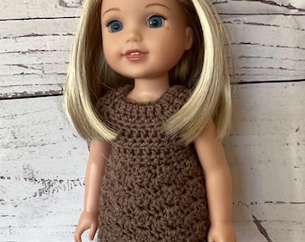 Vestido de muñeca turquesa para muñecas de 14,5" como American Girl Wellie Wishers