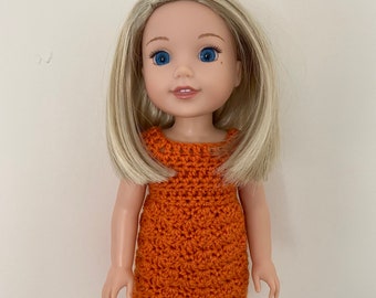 Vestido color calabaza para muñecas de 14,5" como American Girl Wellie Wishers