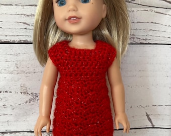 Vestido rojo para muñecas de 14,5" como American Girl Wellie Wishers