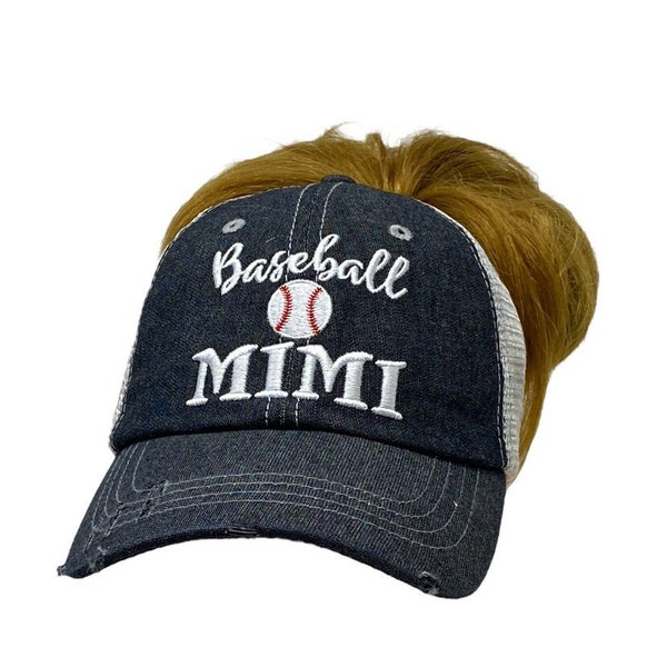 Cocomo Soul Baseball MIMI Messy Bun High Ponytail Embroidered Baseball Hat -225