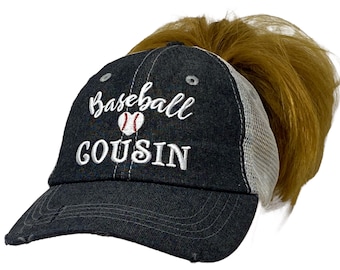 Cocomo Soul Baseball Cousin Messy Bun High Ponytail Embroidered Baseball Hat -231