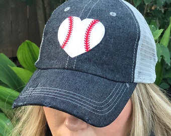 Baseball Heart Mom Embroidered Baseball Hat Baseball Love